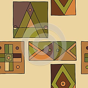 Seamless vector pattern. Vintage geometrical hand drawn background with etnic elements. Retro print for background, wallpaper,