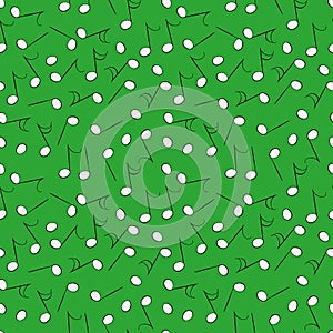 Seamless vector pattern with white music notes on a vivid green background