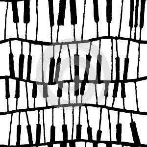 Seamless vector piano pattern in black and white