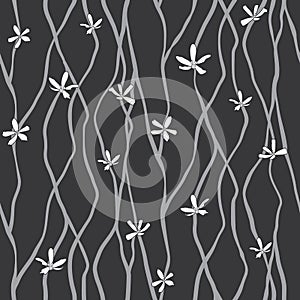 Seamless vector repeat pattern, delicate flowers on climbing vines, great for backgrounds, scrapbook, textile