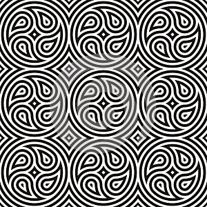 Seamless vector lines pattern geometric background. Geometric lines lattice. Rounded repeating abstract design elements.