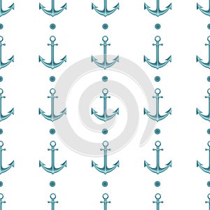 Seamless vector sea sailor pattern with anchors, illustration can be used for textile printing,  wallpaper, pattern fills, web