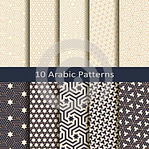 Seamless vector set of ten traditional arabic geometric patterns. design for packaging, print, covers