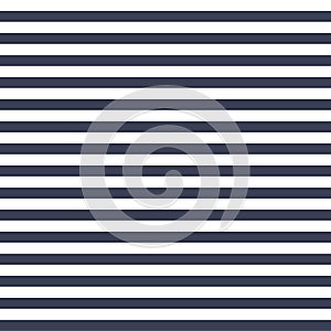 Seamless vector simple stripe pattern with navy and white horizontal parallel stripes background texture.