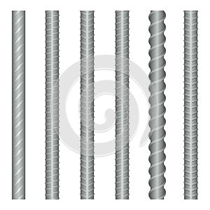 Seamless vector steel rebars, reinforcements set