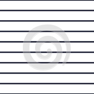 Seamless vector stripe pattern with navy horizontal parallel stripes with a white background. photo