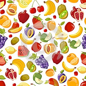 Seamless vector summer juicy fruit and berries exotic cocktail