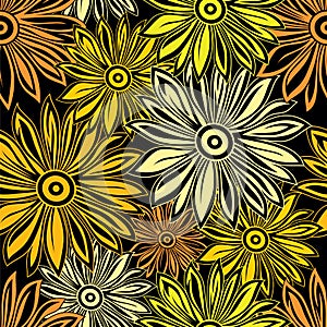 Seamless vector sunflower pattern design
