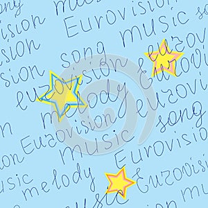 Seamless vector texture with words of eurovision