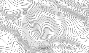 Seamless vector topographic map background. Line topography map seamless pattern. Mountain hiking trail over terrain