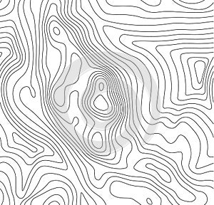 Seamless vector topographic map background. Line topography map seamless pattern. Mountain hiking trail over terrain