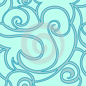 Seamless vector turquiose pattern of spirals and waves.texture for textile and packaging. Background from abstract
