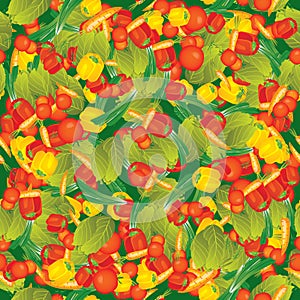 Seamless vector vegetables on green pattern