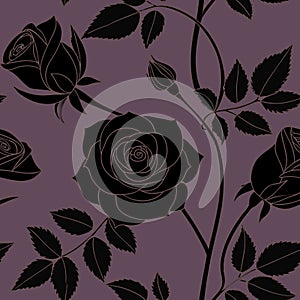 Seamless vector wallpaper pattern of flowers. Roses partition background.
