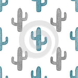 Seamless vector watercolor cactus pattern