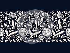 Seamless vector wide floral border. seamless template in swatch panel. design for print, card, frame