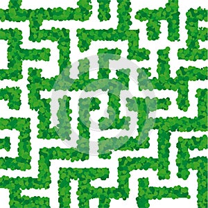 Seamless vegetal maze in green. Editable background