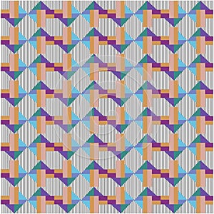 Seamless Vibrant Multicolor Triangular Grid Pattern art. Geomatric Shapes in Optical Abstract Arrangement .Digital printable