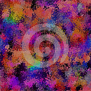 Seamless vibrant rainbow painted texture. Bold psychedelic neon glitch background. Scribble imperfect artistic pattern