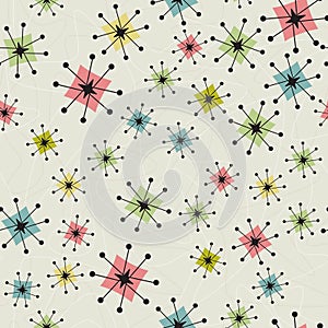 Seamless Vintage Atomic Stars Background