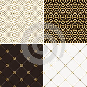 Seamless vintage floral background gold and black pattern