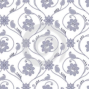 Seamless vintage floral pattern on white background