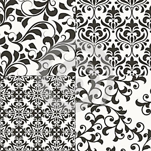 4 Seamless Floral Retro Patterns