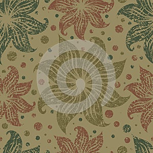 Seamless vintage grunge floral pattern with lilly