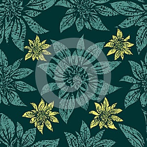 Seamless vintage grunge floral pattern with lilly