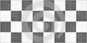 Seamless vintage halftone checker or chessboard square tiles dot pattern background.