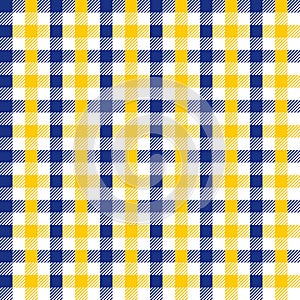 Seamless Vintage Navy Blue and Yellow Checkered Fabric Pattern Background Texture