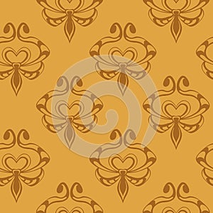 Seamless vintage pattern with curls. Wallpaper in the style of Baroque. Floral ornament. Ethnic tribal background