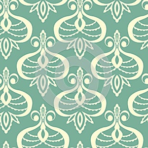 Seamless vintage pattern with curls. Wallpaper in the style of Baroque. Floral ornament. Ethnic tribal background