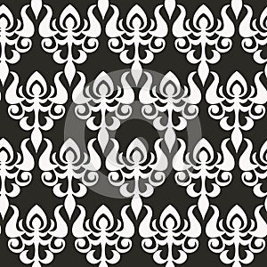 Seamless vintage pattern with curls. Wallpaper in the style of Baroque. Floral ornament. Ethnic tribal background