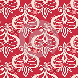 Seamless vintage pattern with curls. Wallpaper in the style of Baroque. Floral ornament. Ethnic tribal background