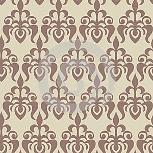 Seamless vintage pattern with curls. Wallpaper in the style of Baroque. Floral ornament. Ethnic tribal background