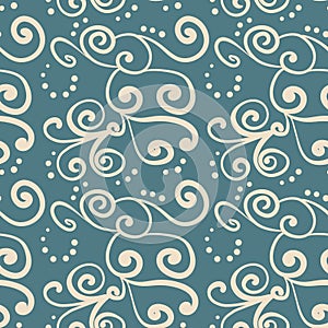 Seamless vintage pattern with curls. Wallpaper in the style of Baroque. Floral ornament. Ethnic tribal background