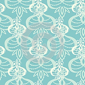 Seamless vintage pattern with curls. Wallpaper in the style of Baroque. Floral ornament. Ethnic tribal background