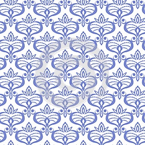 Seamless vintage pattern with curls. Wallpaper in the style of Baroque. Floral ornament. Ethnic tribal background