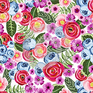 Seamless vintage pattern with painted flower