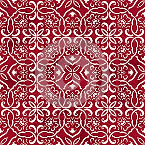 Seamless Vintage Red Chinese Background Polygon Curve spiral Cross Chain