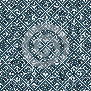 Seamless vintage worn out flower check pattern background.