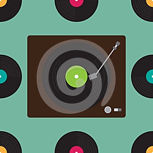 Seamless vinyl player and record pattern