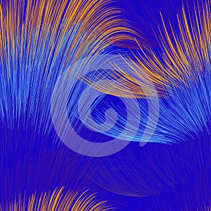 Seamless vivid  background with intersecting grunge striped  wavy radial fan elements in blue, orange, red colors