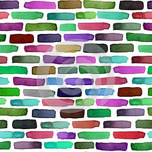 Seamless wall pattern with watercolor bricks, bright background