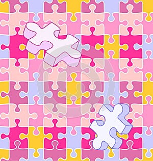 Seamless wall-to-wall autism puzzle pattern