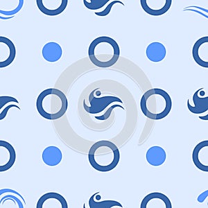 Seamless wallpaper with blue waves. Wallpaper on the sea theme. photo