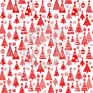 Seamless wallpaper with Christmas decorative red trees