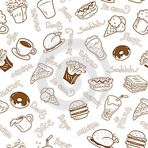 Seamless wallpaper with fast food