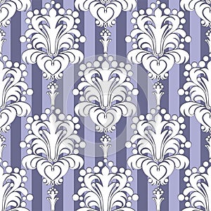 Seamless Wallpaper with floral Ornament on striped Background